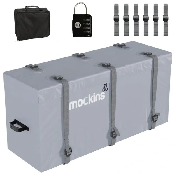 Mockins 57 in. x 24 in. x 19 in. Gray Waterproof Cargo Carrier Bag – 16 cu. ft. of Dry Storage Space, 500 lbs. Capacity