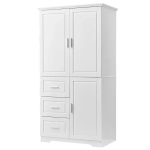 ModernLuxe 19.6-in W x 62.2-in H Wood Composite White Wall-mount Utility Storage Cabinet