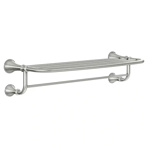 Moen Decorative Spot Resist Brushed Nickel 1-Tier Metal Wall Mount Bathroom Shelf