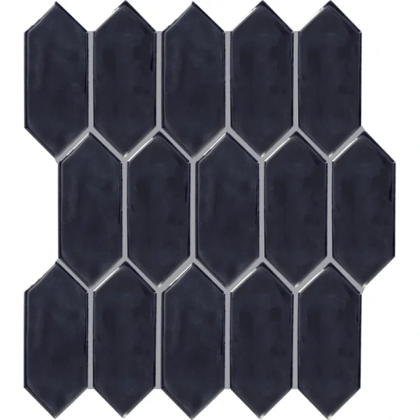 Mohawk Artisan Grove Handcrafted Midnight 12 x 11 Ceramic Picket Mosaic Tile