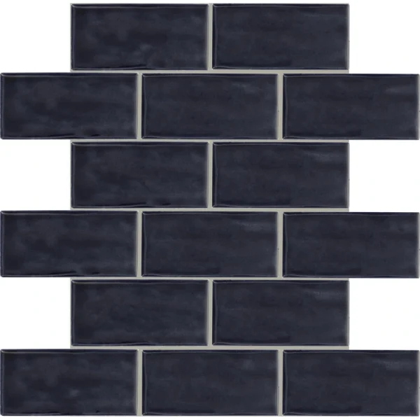 Mohawk Artisan Grove Handcrafted Midnight 12 x 12 Ceramic Brick Joint Mosaic Tile