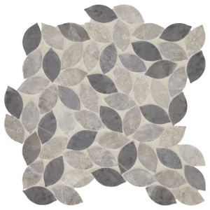 Mohawk Brightmore Eclipse Gray Leaf 13 x 13 Natural Stone Mosaic Tile