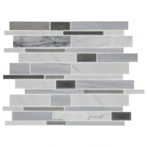Mohawk Brightmore Gray Everest Random Linear 11 x 14 Ceramic and Stone Mosaic Tile T726942968