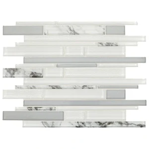 Mohawk Brightmore Polar Ice Random Linear 10 x 13 Glass Mosaic Tile