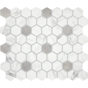Mohawk Clean Protect Point Park Bianco Cascade Fusion 11-1/2 x 14 Ceramic Hexagon Mosaic Tile