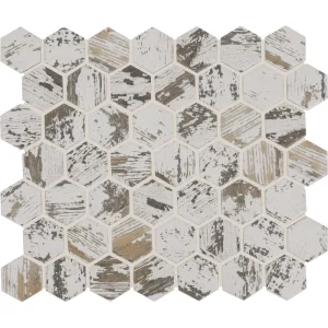 Mohawk Clean Protect Relaxed Rustic Whitewash 12 x 11 Ceramic Hexagon Mosaic Tile