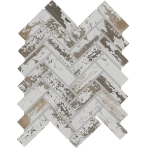 Mohawk Clean Protect Relaxed Rustic Whitewash 9 x 12 Ceramic Herringbone Mosaic Tile