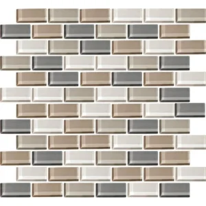 Mohawk Color Wave Willow Water 13 x 12 Brick Joint Glass Mosaic Tile