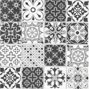 Mohawk Deco Designs Black Ink Deco 12 x 12 Ceramic Mosaic Tile
