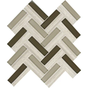Mohawk Eleganza Stone & Brown Chevron 12 x 15 Stone and Glass Mosaic Tile