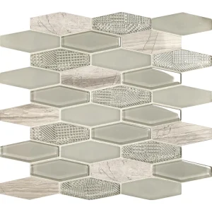 Mohawk Grand Terrace Arvada 12 x 13 Hexagon Glass and Stone Mosaic Tile