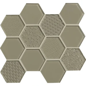 Mohawk Grand Terrace Clay 12 x 12 Hexagon Glass Mosaic Tile