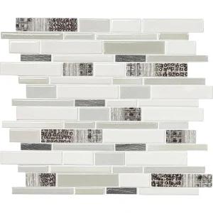 Mohawk Grand Terrace White Shell 12 x 14 Porcelain and Resin Random Block Mosaic Tile