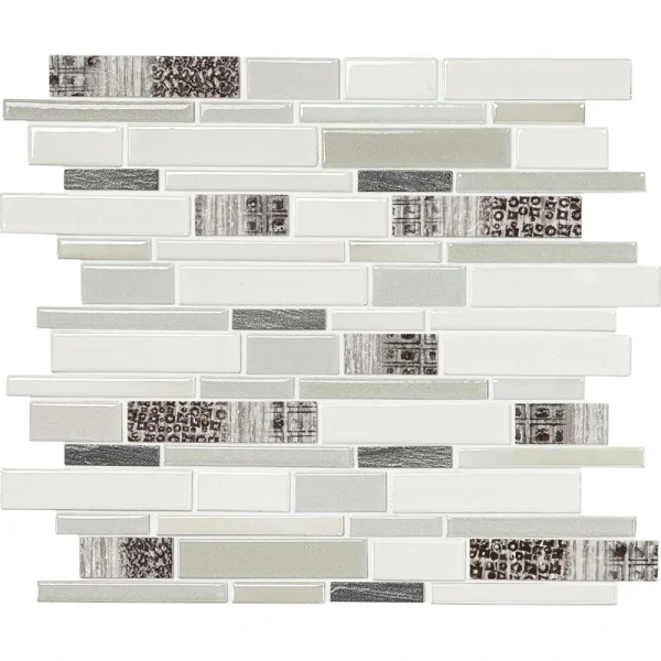Mohawk Grand Terrace White Shell 12 x 14 Porcelain and Resin Random Block Mosaic Tile