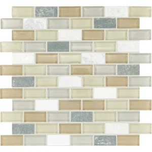 Mohawk Krystal Slate Storm 12 x 11 Glass and Stone Mosaic Tile