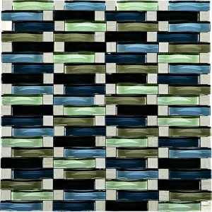 Mohawk Phase Ocean Mist 12 x 12 Glass and Stone Mosaic Tile