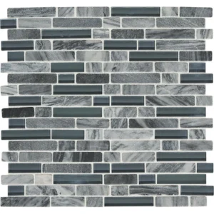 Mohawk Phase Platinum 12 x 12 Glass and Stone Mosaic Tile