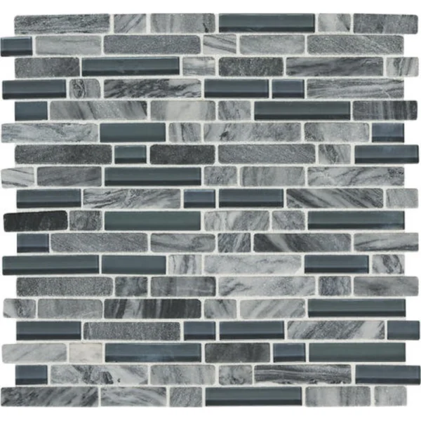 Mohawk Phase Platinum 12 x 12 Glass and Stone Mosaic Tile