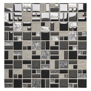 Mohawk Phase Whispering Bluff Random Block 12 x 12 Stone and Glass Mosaic Tile