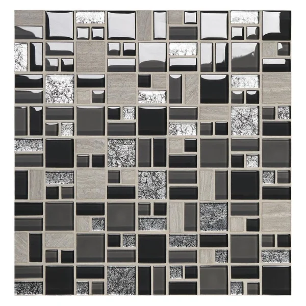Mohawk Phase Whispering Bluff Random Block 12 x 12 Stone and Glass Mosaic Tile