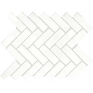 Mohawk Vivant Semi-Gloss Arctic White 9 x 12 Ceramic Herringbone Mosaic Tile