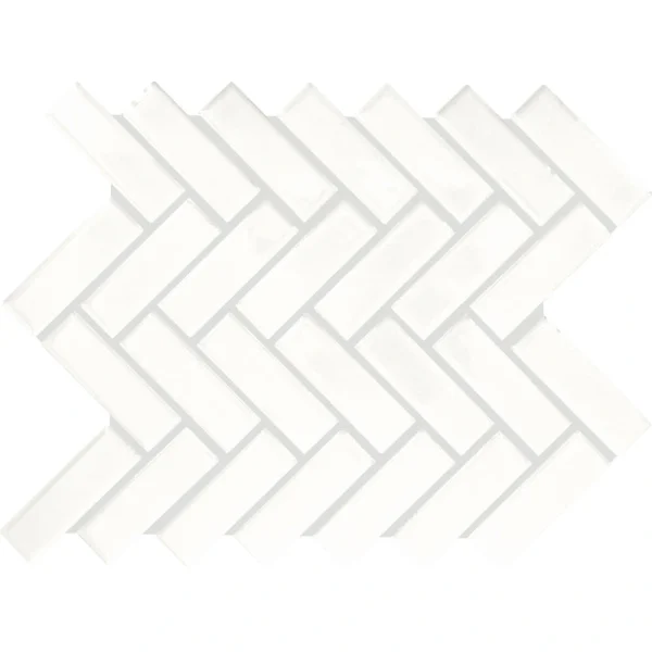 Mohawk Vivant Semi-Gloss Arctic White 9 x 12 Ceramic Herringbone Mosaic Tile