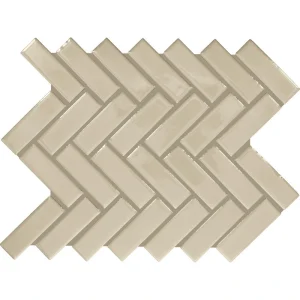 Mohawk Vivant Semi-Gloss Urban Putty 9 x 12 Ceramic Herringbone Mosaic Tile