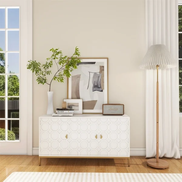 Mondawe 29.5 in. 3-Door Accent Cabinet, White T726918811