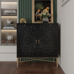 Mondawe 30 in. 2-Door Vintage Accent Cabinet Chests, Black
