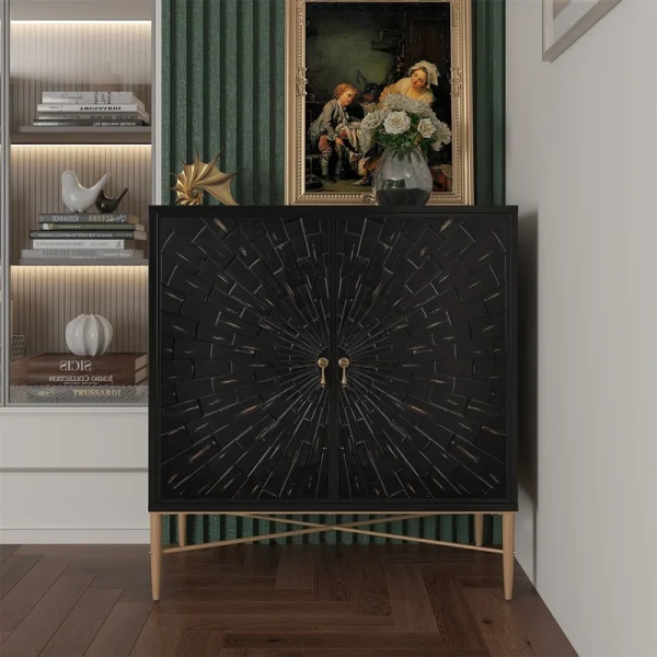 Mondawe 30 in. 2-Door Vintage Accent Cabinet Chests, Black