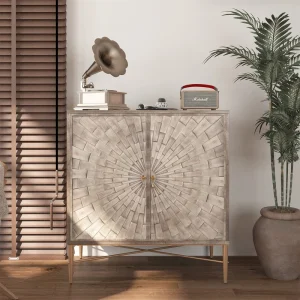 Mondawe 30 in. 2-Door Vintage Accent Cabinet Chests, Brown