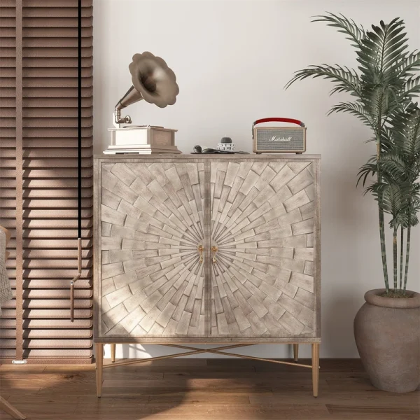 Mondawe 30 in. 2-Door Vintage Accent Cabinet Chests, Brown