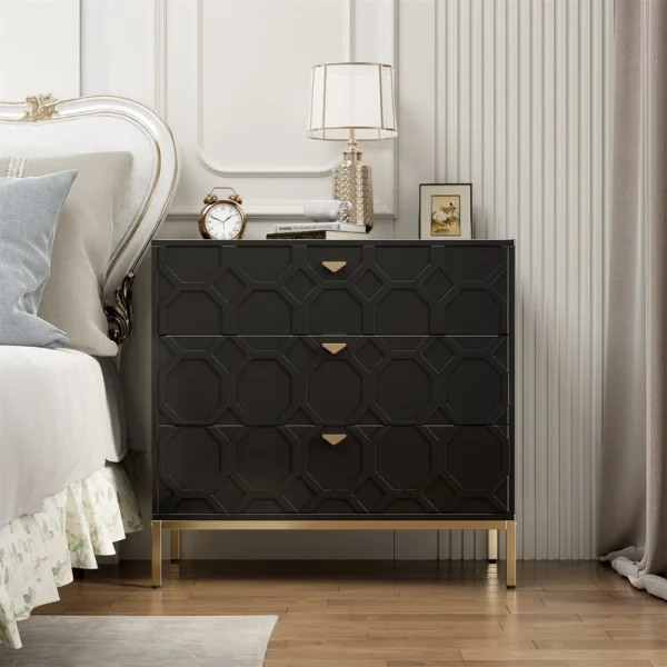 Mondawe 31.5 in. 3-Drawer  Cabinet, Black