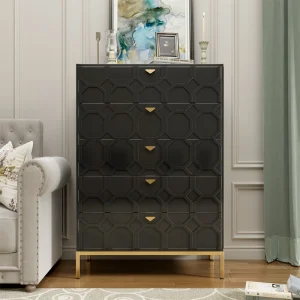 Mondawe 31.5 in. 5-Drawer  Chests Cabinet, Black