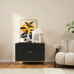 Mondawe 40 in. 2-Door Accent Cabinet Chests, Black