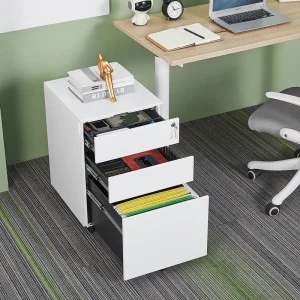 Mondawe White 3-Drawer 15.35-in File Cabinet