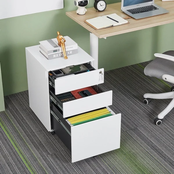 Mondawe White 3-Drawer 15.35-in File Cabinet