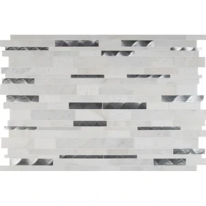 MS International Moderno Blanco 12 x 18 Stone and Metal Mosaic Tile
