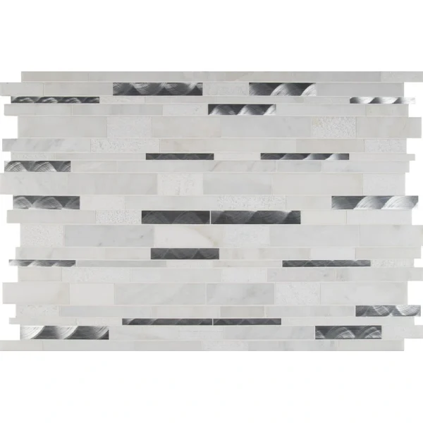 MS International Moderno Blanco 12 x 18 Stone and Metal Mosaic Tile