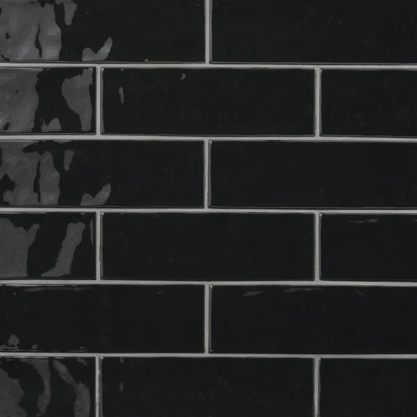 MS International Urbano Glossy Ink Black 4 x 12 Ceramic Wall Tile T726942763