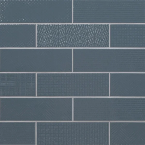 MS International Urbano Glossy Navy Blue Mix 4 x 12 Ceramic Wall Tile T726942746