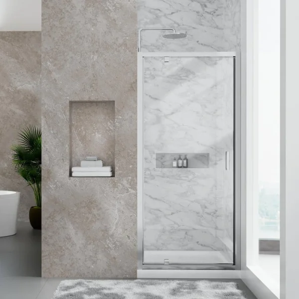NANAWO 34 in. Wx 72 in. H Pivot Framed Shower Door in Chrome with 1/4 in. Clear Glass Shower Panel