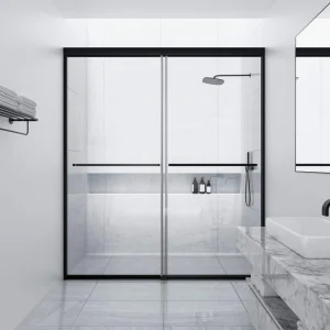 NANAWO 50 in. W to 54 in. W x 70 in. H Framed Bypass Sliding Shower Door with 1/4 in. Tempered Glass and Matted black finish