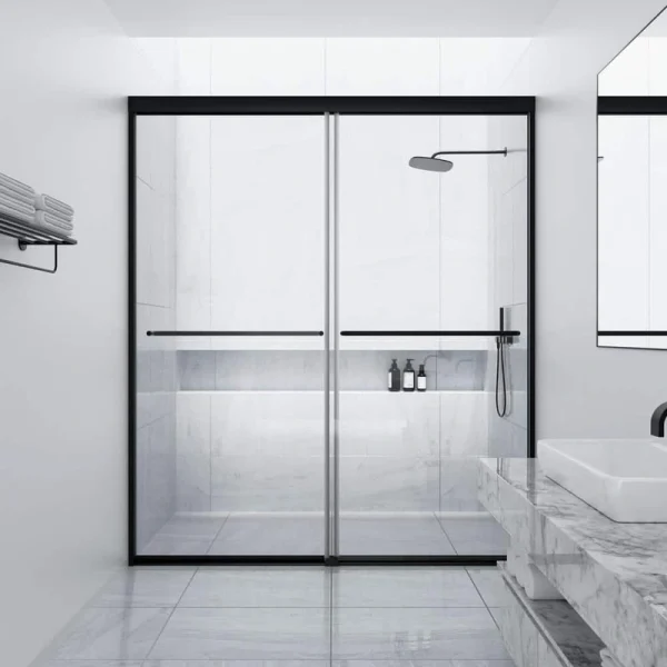 NANAWO 50 in. W to 54 in. W x 70 in. H Framed Bypass Sliding Shower Door with 1/4 in. Tempered Glass and Matted black finish