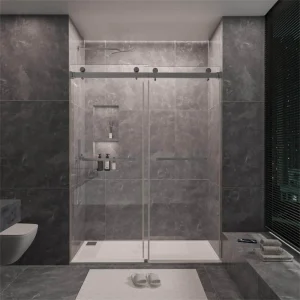 NANAWO 60 in. W x 72 in. H Sliding Frameless Shower Door in Gray with 3/8 in. Clear Glass