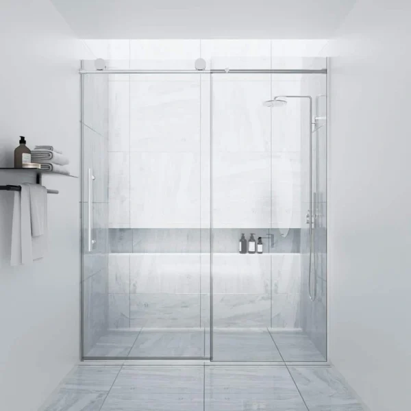 NANAWO HAIMA 54 in. W x 74 in. H Single Sliding Frameless Shower Door in Chrome with Clear 5/16 in. Glass