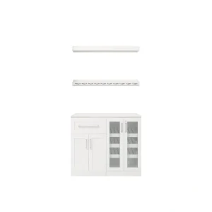 NewAge Products Home Bar 42-in x 80-in White Rectangle Bar Cabinet