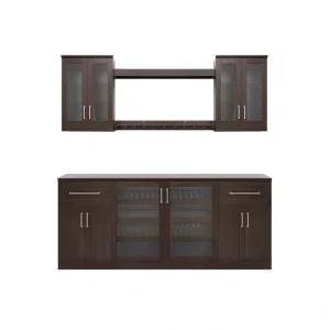 NewAge Products Home Bar 84-in x 85-in Brown Rectangle Bar Cabinet