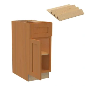 Newport 15 in. W x 24 in. D x 34.5 in. H Assembled Plywood Base Kitchen Cabinet in Cinnamon with Spice Soft Close LH