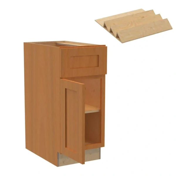 Newport 15 in. W x 24 in. D x 34.5 in. H Assembled Plywood Base Kitchen Cabinet in Cinnamon with Spice Soft Close LH